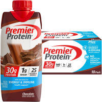 Протеиновые шейки Premier 30 г Plus Energy and Immune Support, шоколадные, 11 fl oz, 18 упаковок