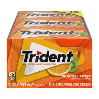 Trident безсахарная жевательная резинка, Тропический дайвинг, 14 штук, 15 упаковок