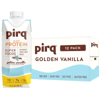 Белковые коктейли на основе растительных компонентов Pirq Golden Vanilla, 11 унций, упаковка из 12 штук