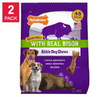 Nylabone Гранула-фри с настоящим бизоном Съедобные жевательные кости для собак, 48 штук, 2 упаковки