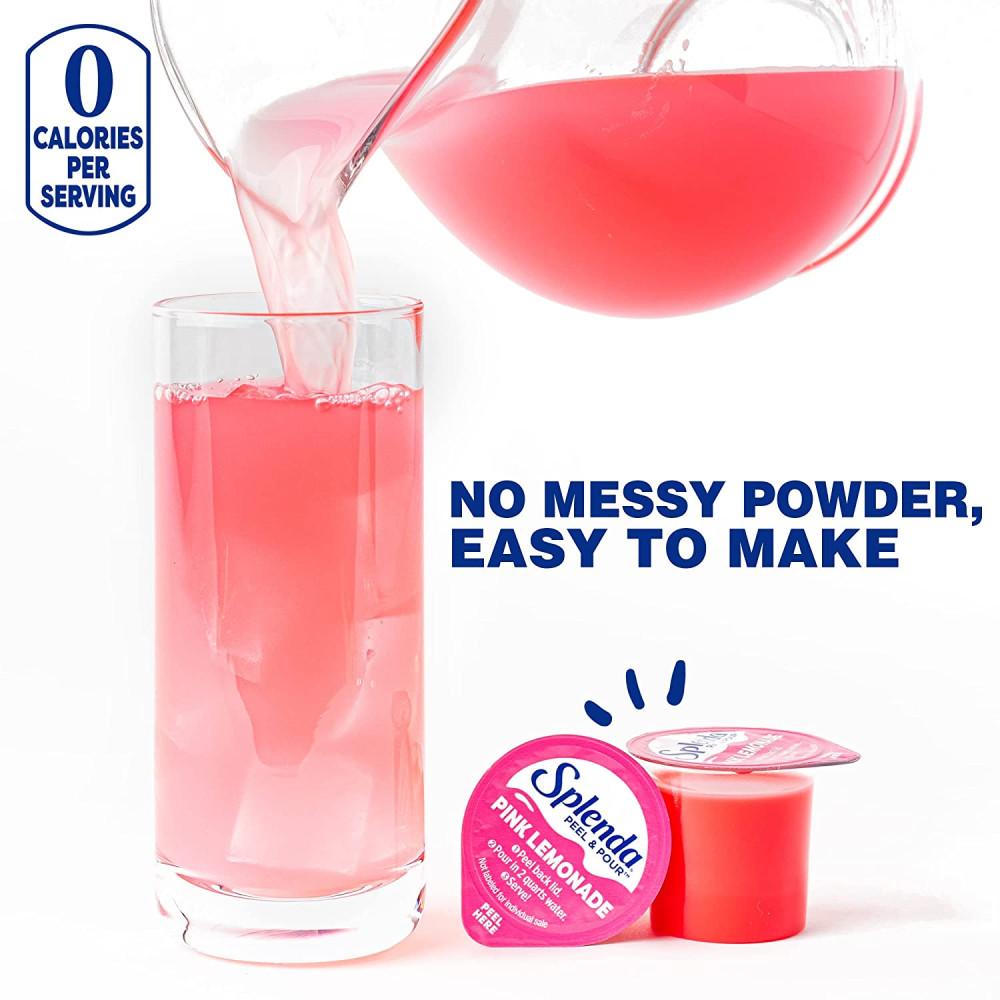 Splenda Peel and Pour Zero Calorie Drink Mix, розовый лимонад, концентрат без сахара с натуральным вкусом