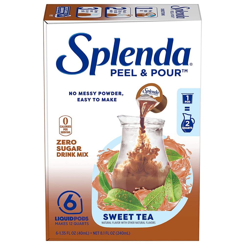 Splenda Peel and Pour Zero Calorie Drink Mix, лимонад sweet tea, без цукру з натуральним смаком