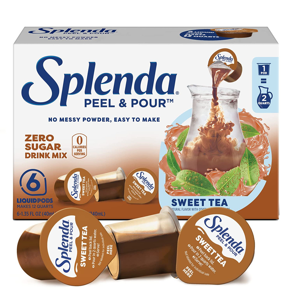 Splenda Peel and Pour Zero Calorie Drink Mix, лимонад sweet tea, без цукру з натуральним смаком