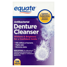 Таблетки Equate с антибактериальным очищающим средством для зубных протезов, 126 шт.