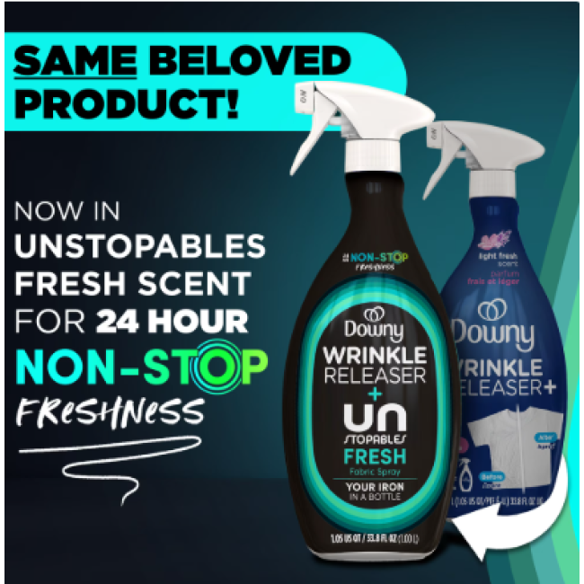 Спрей Downy для устранения складок на одежде , ткани, нейтрализатор запаха, упрощающий глажку и антистатик, аромат свежего белья  (1000 мл), США.