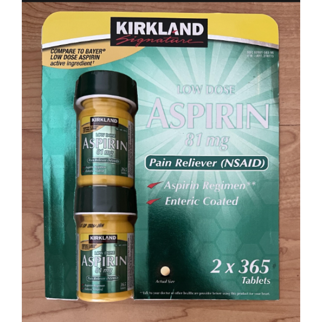 Аспирин Aspirin Low Dose Kirkland 81 мг, 730 таблеток