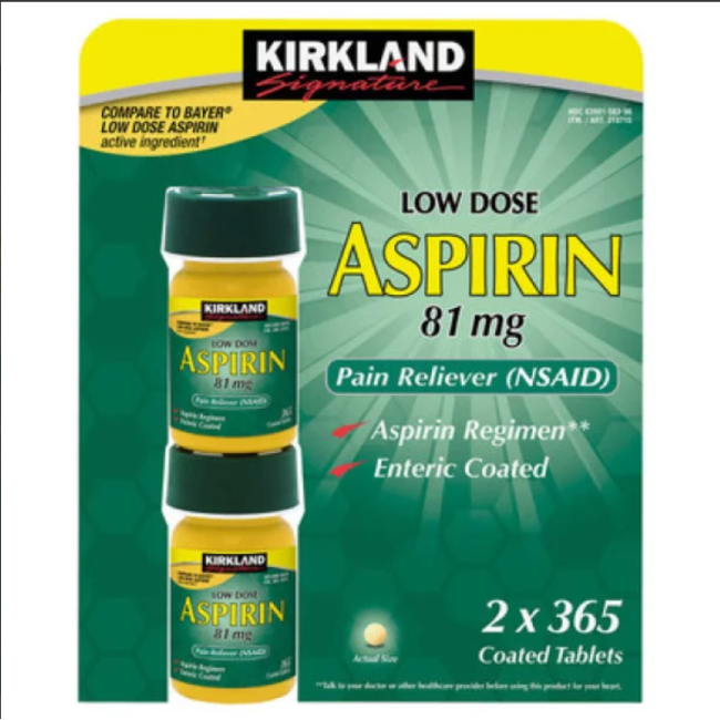 Аспирин Aspirin Low Dose Kirkland 81 мг, 730 таблеток