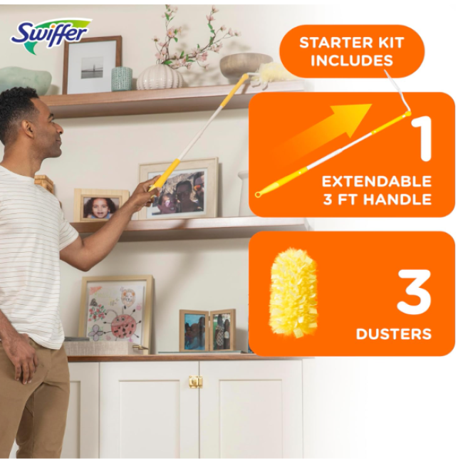 Пылесборник Swiffer Duster Heavy Duty с телескопической ручкой 90 см + 3 сменные насадки США