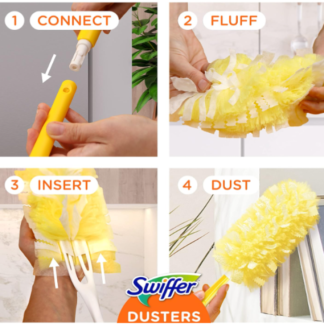 Пылесборник Swiffer Duster Heavy Duty с телескопической ручкой 90 см + 3 сменные насадки США