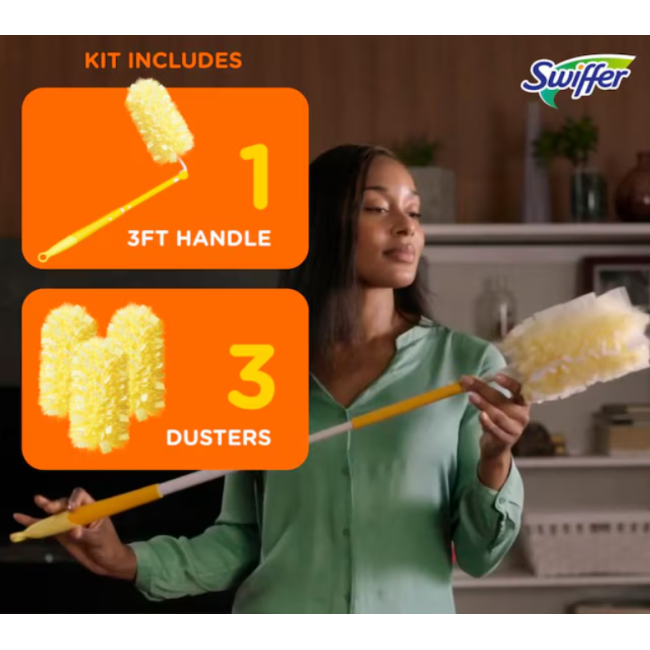Пылесборник Swiffer Duster Heavy Duty с телескопической ручкой 90 см + 3 сменные насадки США