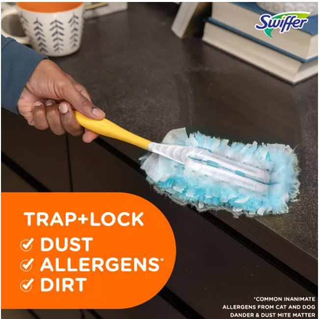 Пылесборники Swiffer Dusters TRAP + LOCK Lavender, набор 18 шт. — удаляют до 95% аллергенов, аромат лаванды США