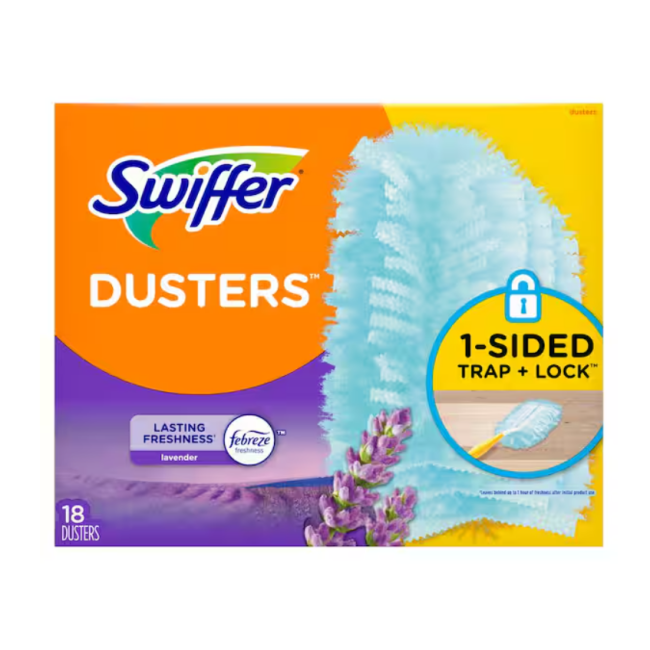 Пылесборники Swiffer Dusters TRAP + LOCK Lavender, набор 18 шт. — удаляют до 95% аллергенов, аромат лаванды США