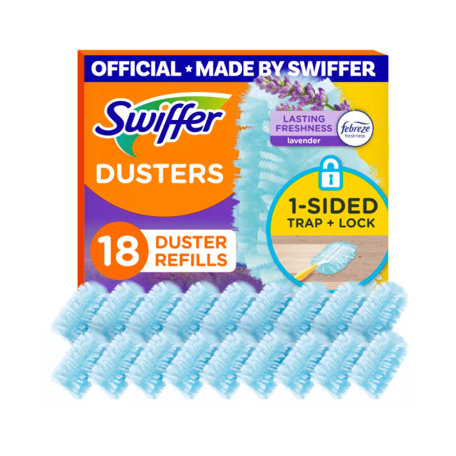 Пылесборники Swiffer Dusters TRAP + LOCK Lavender, набор 18 шт. — удаляют до 95% аллергенов, аромат лаванды США