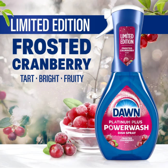 Спрей для мытья посуды Dawn Platinum Powerwash cranberry c ароматом клюквы 473 мл США
