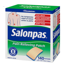 Японські знеболюючі пластирі Salonpas, 140 шт – ефективне полегшення болю в м’язах та суглобах, виробник Hisamitsu (Japan)