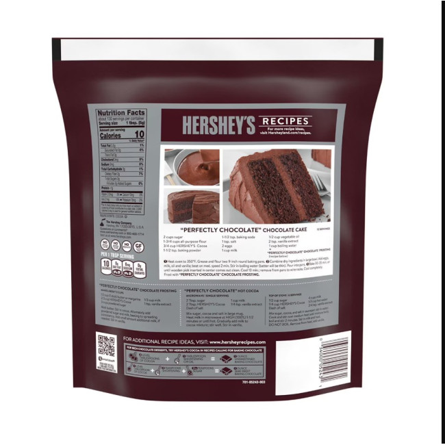 Натуральный какао без сахара HERSHEY'S, без глютена, 652 г, США