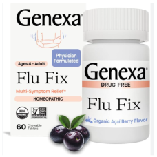 Genexa Flu Fix — гомеопатические жевательные таблетки при симптомах гриппа и простуды, 60 таблеток США