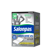 Японський знеболюючий гелевий пластир Salonpas Lidocaine 4%, 30 шт — потужне локальне знеболення до 8 годин