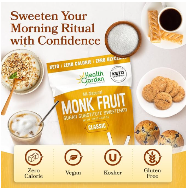 Заменитель сахара Health Garden Monk Fruit Sweetener, 1134 г (США)