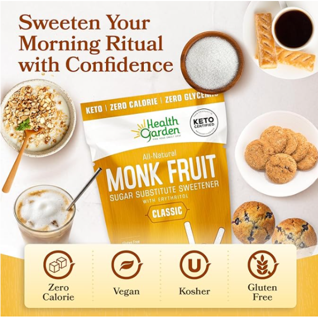 Заменитель сахара Health Garden Monk Fruit Sweetener, 1134 г (США)