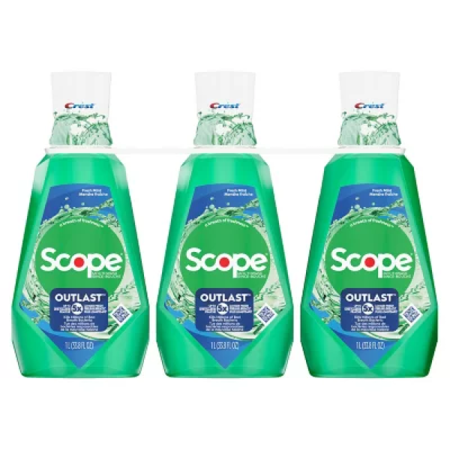 Crest Scope Outlast Mouthwash, Fresh Mint (33.8 fl. oz., 3 pk.)