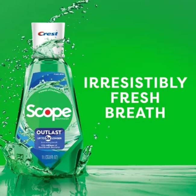Crest Scope Outlast Mouthwash, Fresh Mint (33.8 fl. oz., 3 pk.)