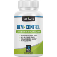 Мазь от геморроя Naticura Hem-Control Natural Hemorrhoid Supplement - Vegan Herbal Supplement with Psyllium Husks, Witch Hazel, and Ginger Root - Vegan - 180 Count