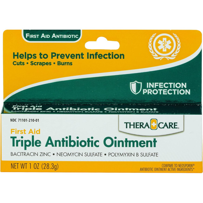 Мазь с тройным антибиотиком Thera Care Triple Antibiotic Ointment | First Aid | Pain Relief + Infection Protection | 1.0 oz               США