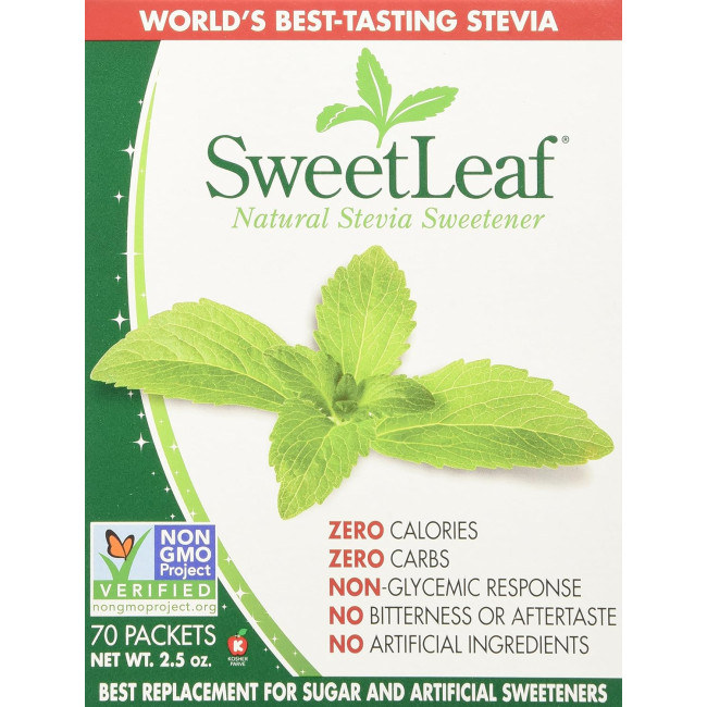 Заменитель сахара стевия SweetLeaf Stevia Packets - Zero Calorie Stevia Powder, No Bitter Aftertaste 70 Count